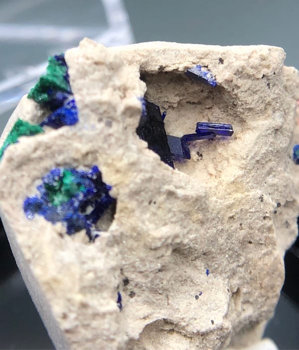 Azurite from Morocco, individual mineral specimen view 1