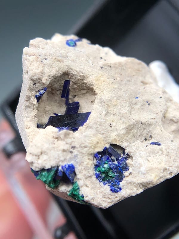 Azurite from Morocco, individual mineral specimen view 5