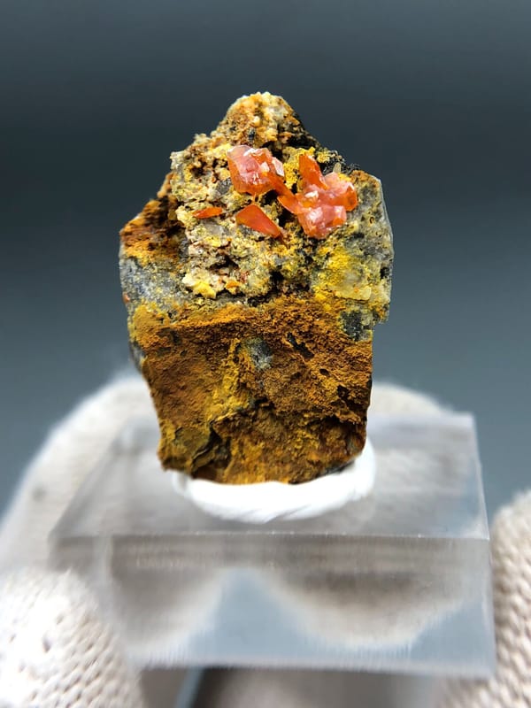 Wulfenite from Guilin, Guangxi, China, individual mineral specimen view 1