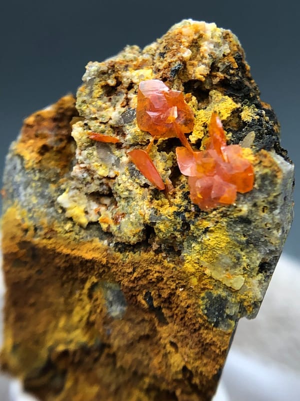 Wulfenite from Guilin, Guangxi, China, individual mineral specimen view 3