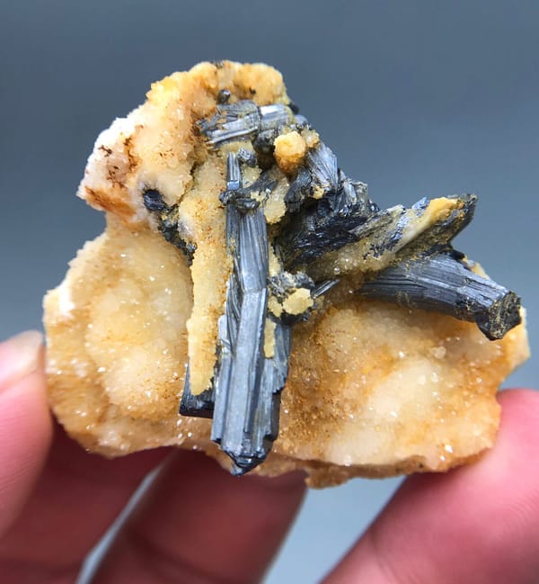 Stibnite from Guizhou, China, individual mineral specimen view 1