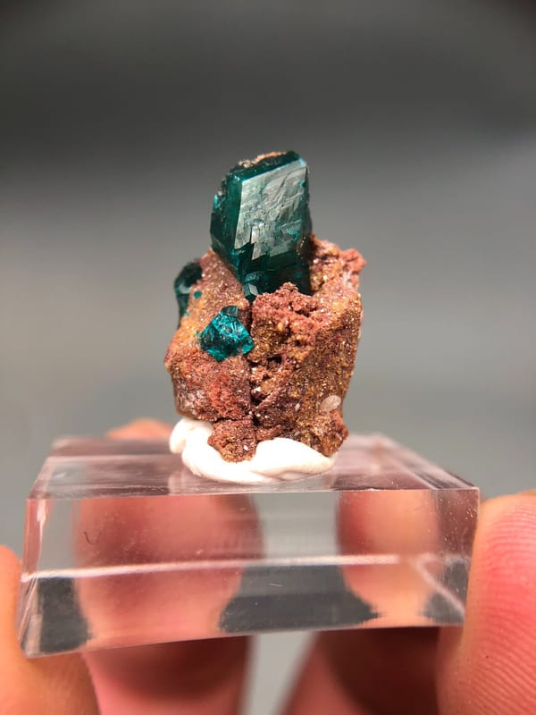 Dioptase from DR Congo, individual mineral specimen view 1