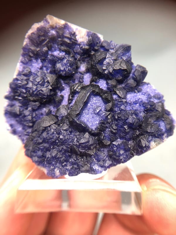 Blauer Fensterfluorit mit Zepter-ähnlichem Wachstum