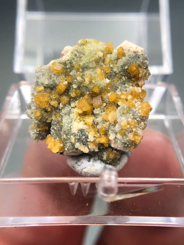 Yellow Chabazite Crystals with Feldspar