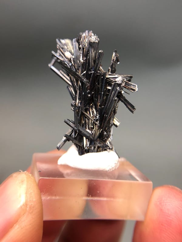 Stibnite from Hunan, China, individual mineral specimen view 2