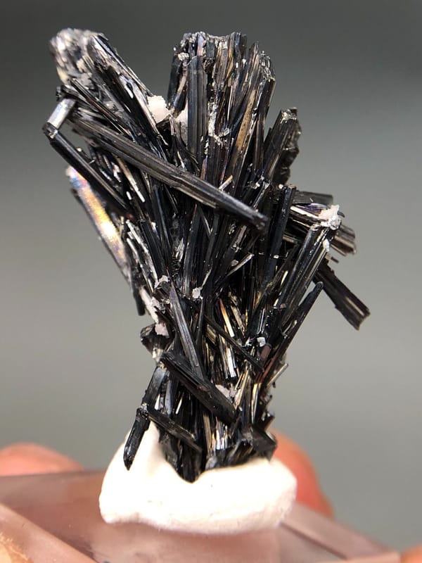 Stibnite from Hunan, China, individual mineral specimen view 3