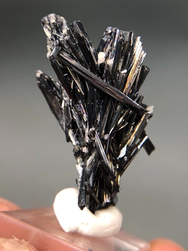 Stibnite from Hunan, China, individual mineral specimen view 4