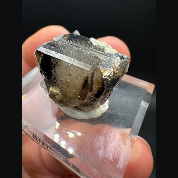 Large Cassiterite Crystal with Pyrite and Quartz - complete view