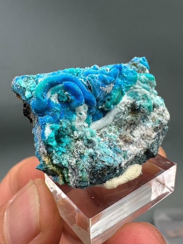 Cyanotrichite from Guizhou, China, individual mineral specimen view 2