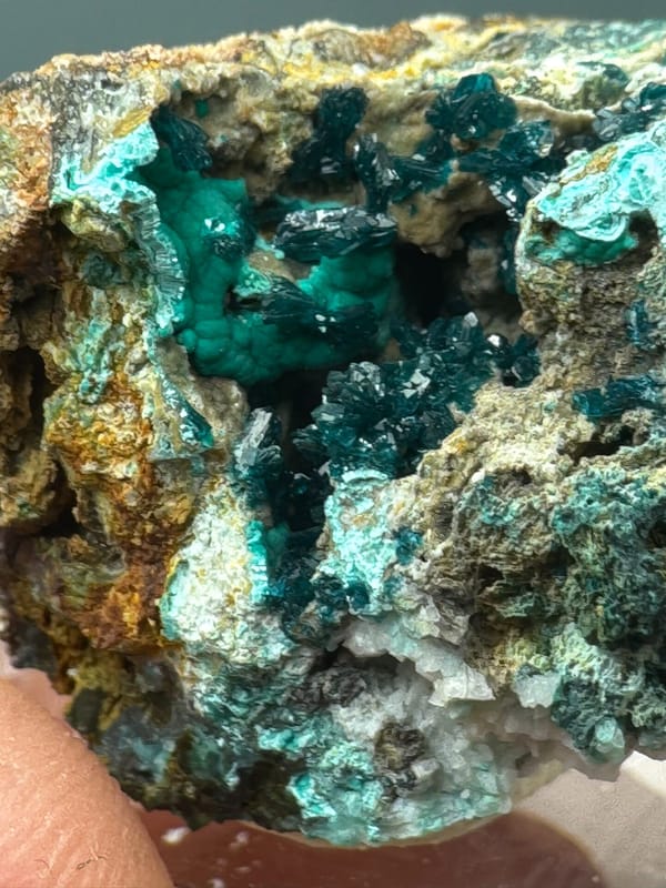 Veszelyite from Yunnan, China, individual mineral specimen view 6