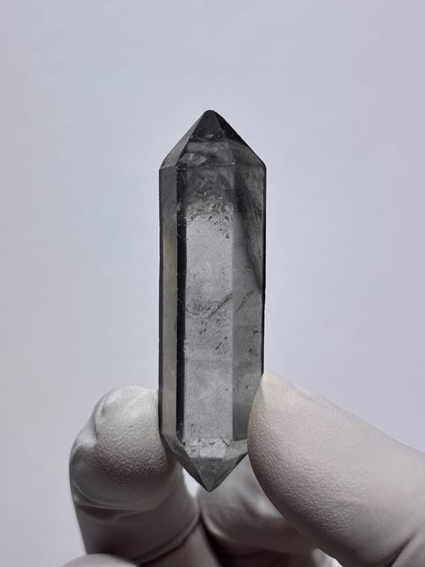 Grey double-terminated quartz wand from Yunnan, China, second angle
