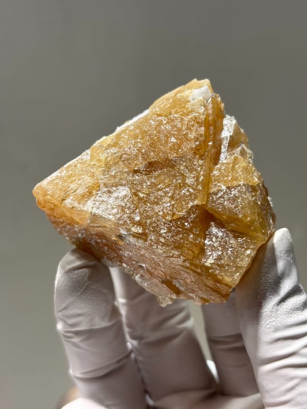 Honey-orange scheelite crystal from Xuebaoding, Sichuan, China, second angle