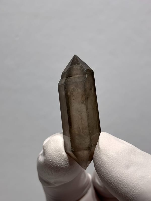 Smoky sketch-pattern double-terminated quartz from Yunnan, China, reverse side