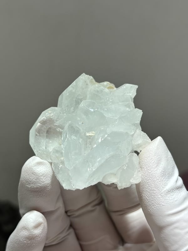 Pale aquamarine crystal group with floater base from Xuebaoding, Sichuan, China, second angle
