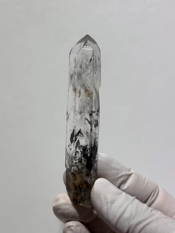 Black-included quartz wand from Jinkouhe, Sichuan, China, second angle