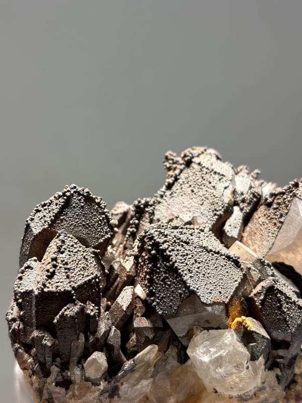 Madagascan quartz cluster with hematite-coated tips, second angle