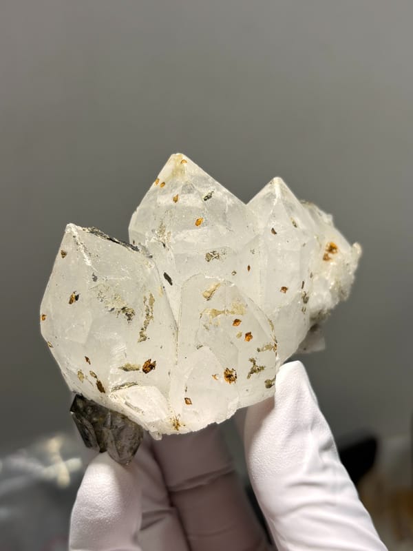 Milky Tibetan quartz cluster with imprint marks from Tibet, China, second angle