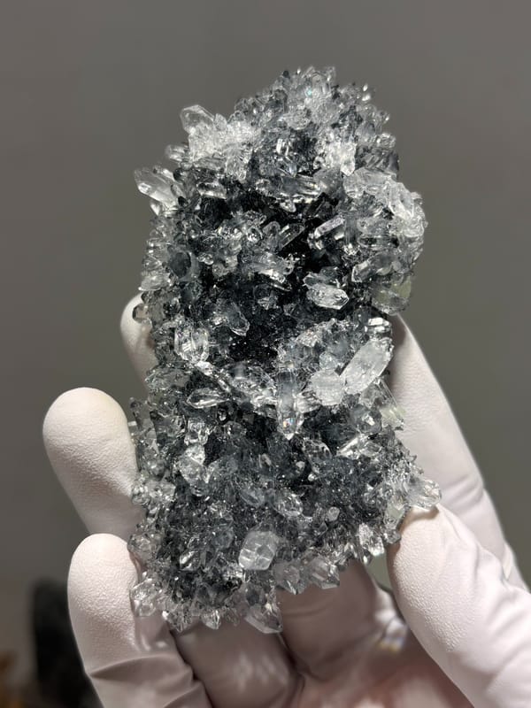 Plate of quartz on prehnite from Yunnan, China, second angle