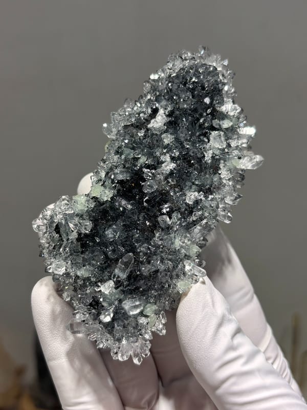 Plate of quartz on prehnite from Yunnan, China, reverse side