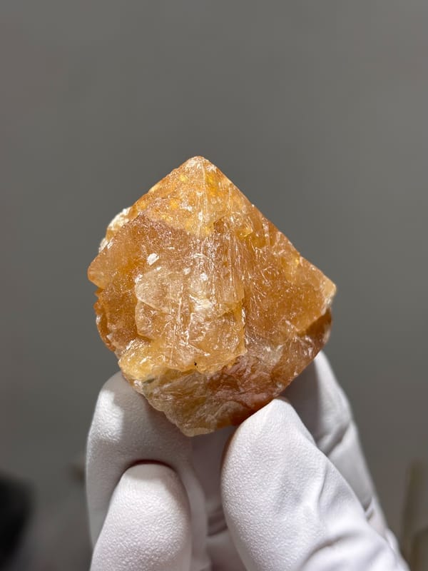 Large honey-orange scheelite crystal from Xuebaoding, Sichuan, China, second angle