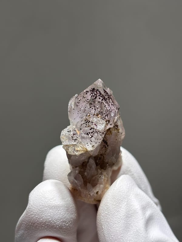 Garden quartz with black specks and pink tint from Sichuan, China, second angle