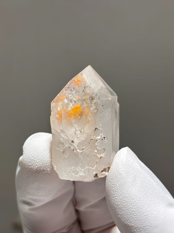 Garden quartz with bright orange inclusion from Sichuan, China, second angle