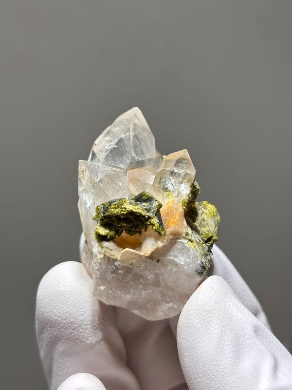 Garden quartz cluster with green and orange inclusions from Sichuan, China, second angle