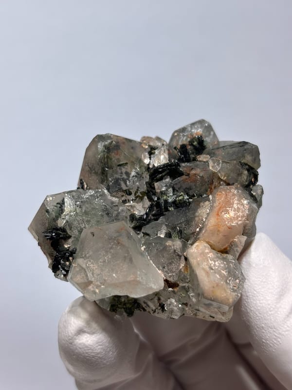 Garden quartz cluster with green inclusions from Sichuan, China, top view