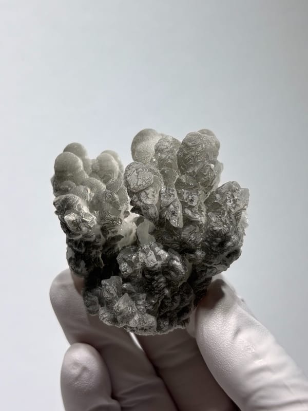 Grey botryoidal hydrozincite cluster from Yunnan, China, second angle