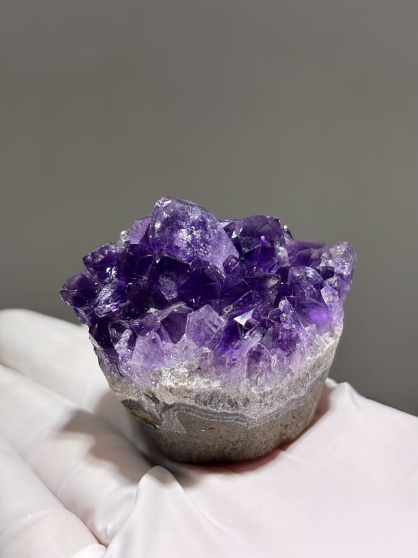 Deep purple amethyst cluster on sawn base from Brazil, second angle