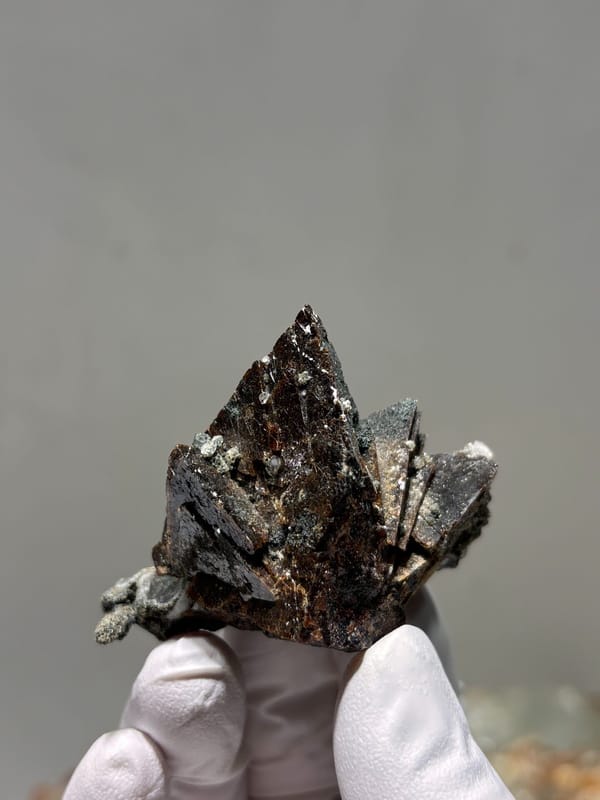 Dark brown helvine crystal group from Inner Mongolia, China, second angle