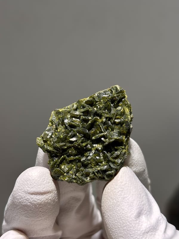 Dark green epidote crystal cluster from Sichuan, China, second angle
