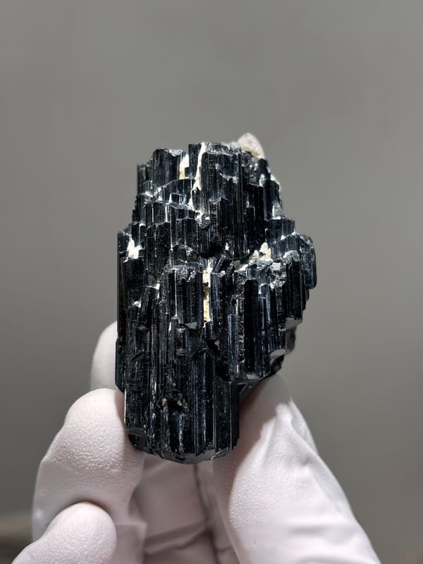 Glossy black schorl cluster from Mozambique, second angle