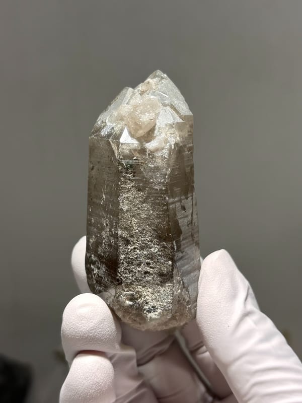 Smoky quartz floater with sharp termination from Sichuan, China, second angle