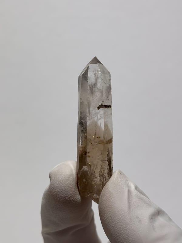 Gradient smoky quartz point from Fujian, China, second angle