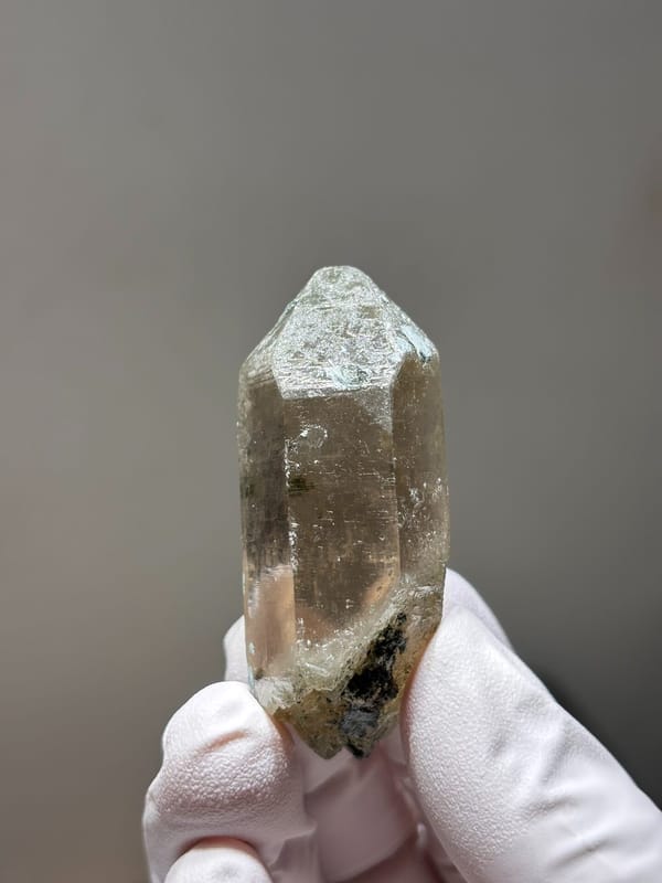 Smoky quartz floater with complete tip from Fujian, China, second angle