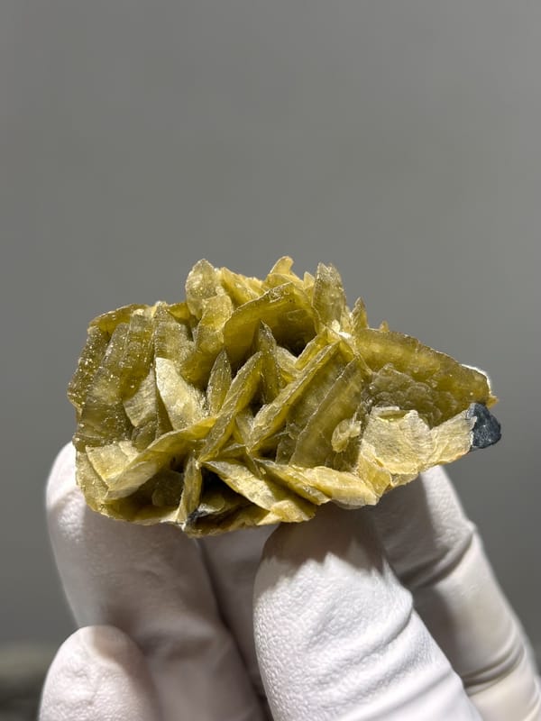 Cluster of olive-brown siderite blades from Guizhou, China, second angle
