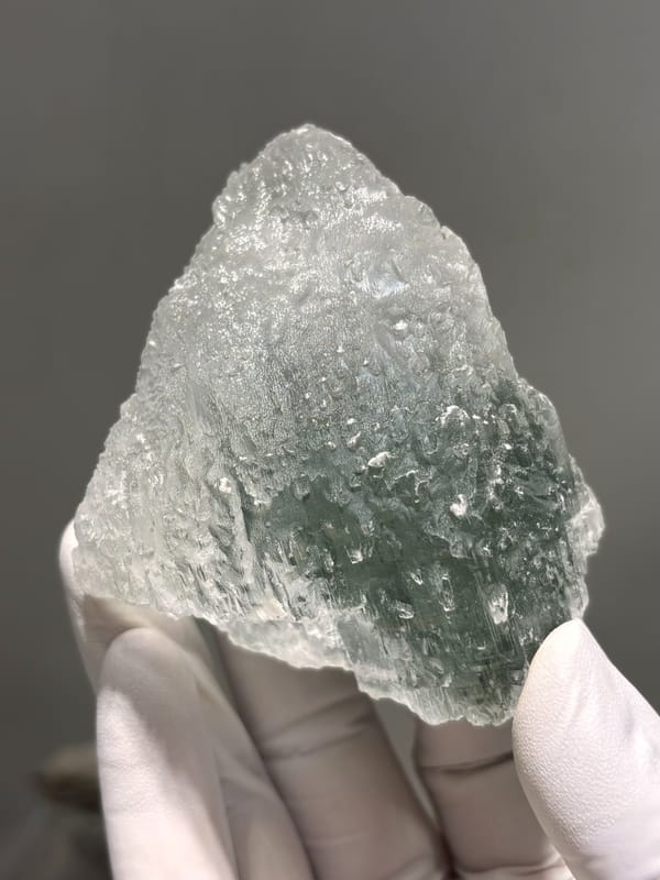 Gypsum floater plate with green chlorite faces from Pakistan, second angle