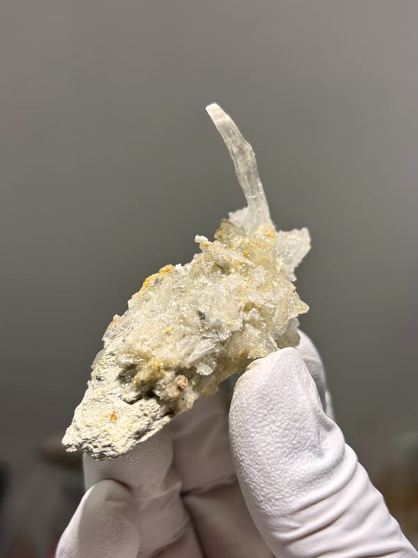 Gypsum crystal bar with rising blade from Guizhou, China, reverse side