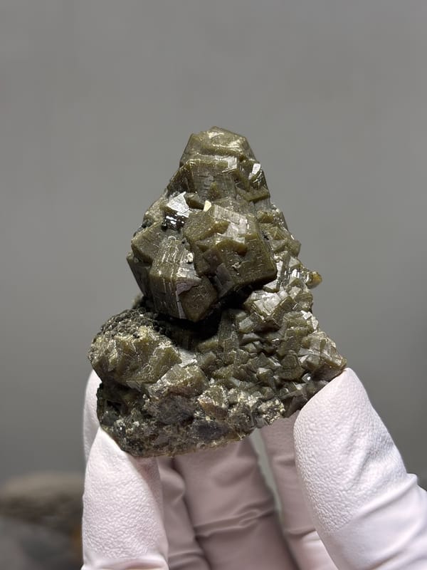 Olive-brown garnet crystal cluster from Inner Mongolia, China, second angle