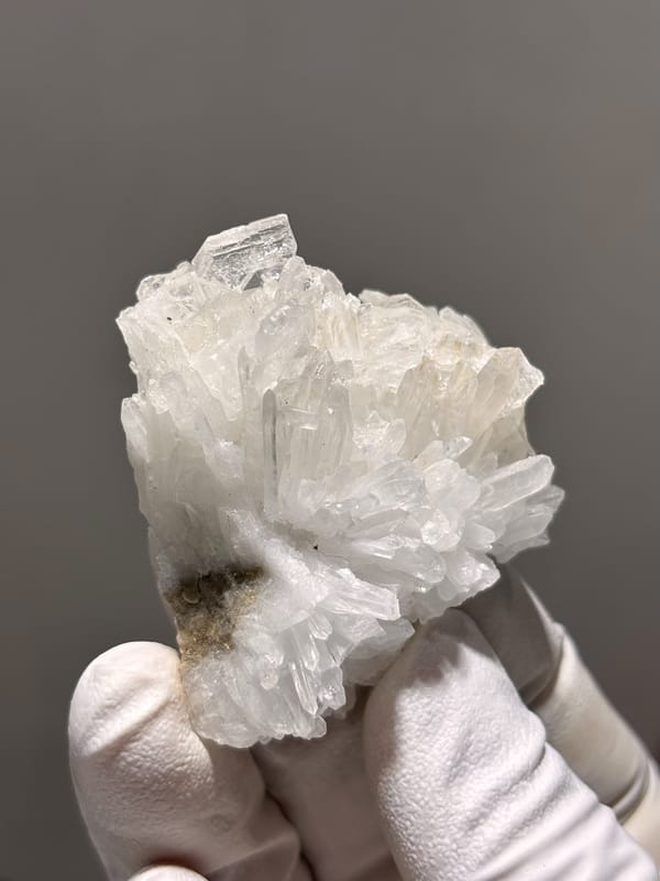 Cluster of clear baryte blades with quartz from Sichuan, China, second angle