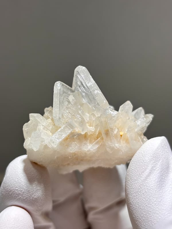 Cluster of cream baryte crystals from Sichuan, China, second angle