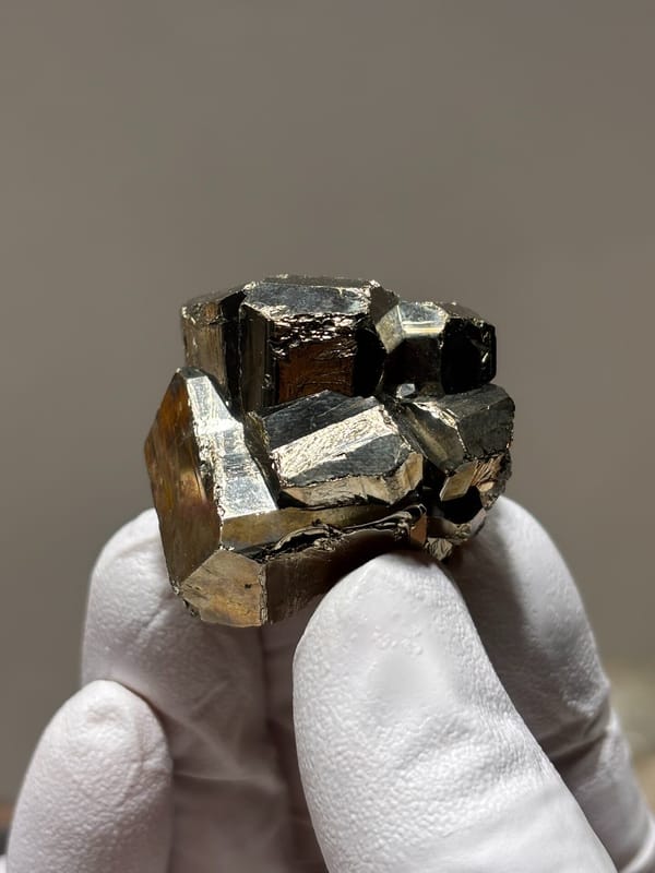 Brassy pyrite crystal ball from Indonesia, second angle