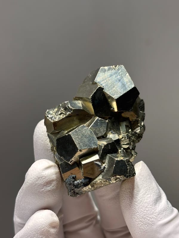 Brassy pyrite cube cluster from Indonesia, second angle