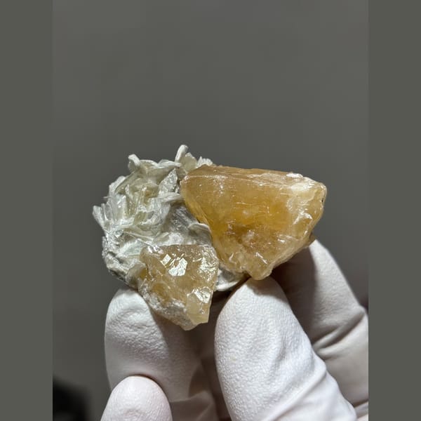 Honey Scheelite with Mica — Xuebaoding, Sichuan · 4 cm, 59 g - complete view