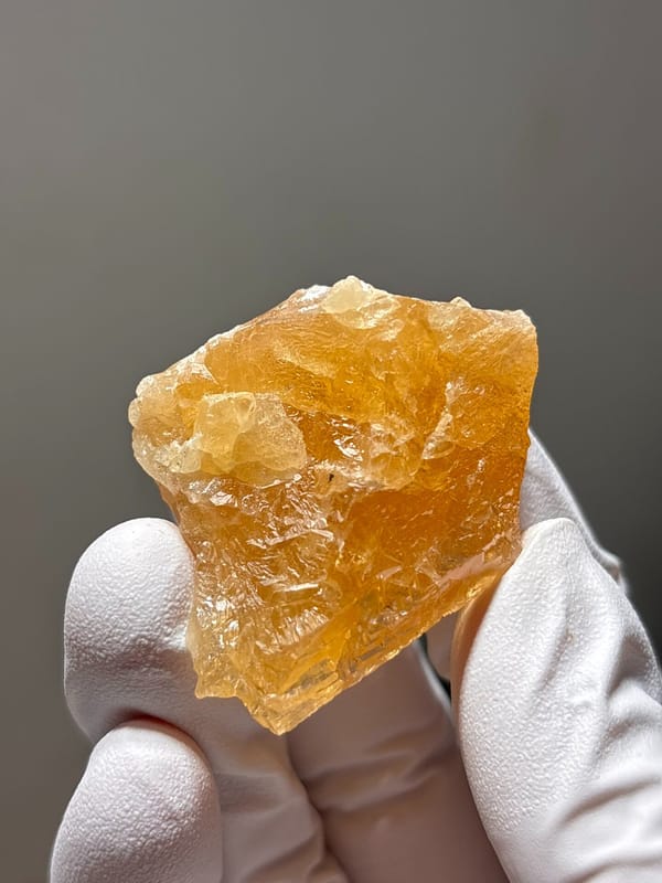Honey-orange scheelite crystal from Xuebaoding, Sichuan, China, second angle