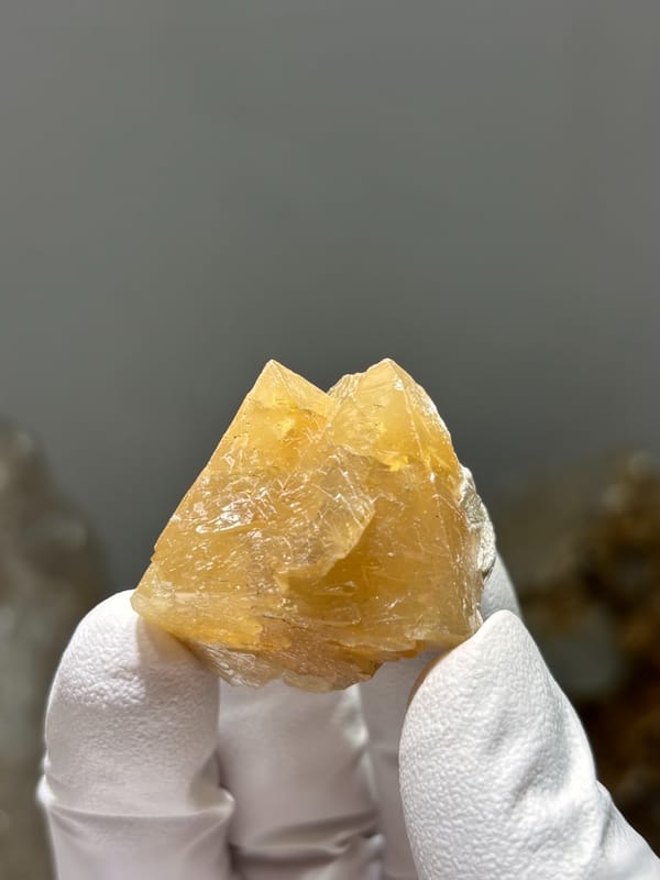 Honey-orange scheelite crystal group from Xuebaoding, Sichuan, China, second angle