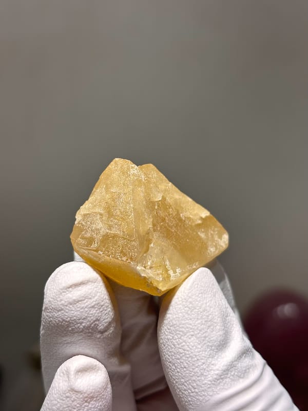 Honey-yellow scheelite crystal from Xuebaoding, Sichuan, China, second angle