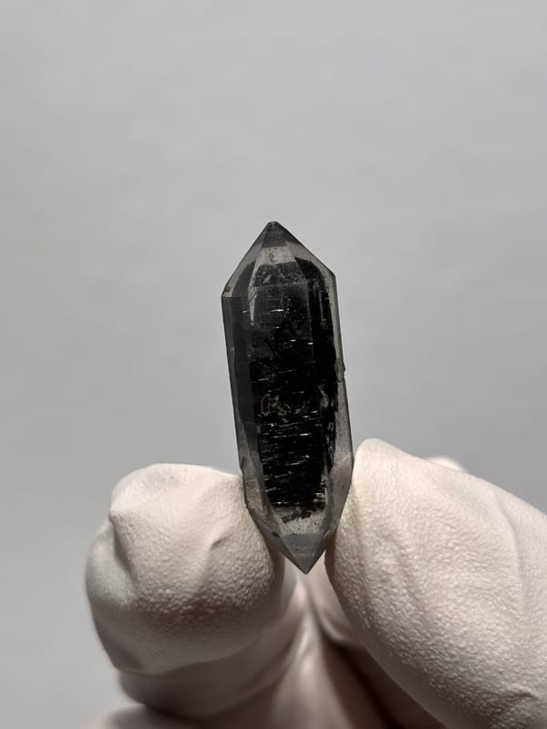 Black double-terminated quartz with clear tip from Yunnan, China, reverse side