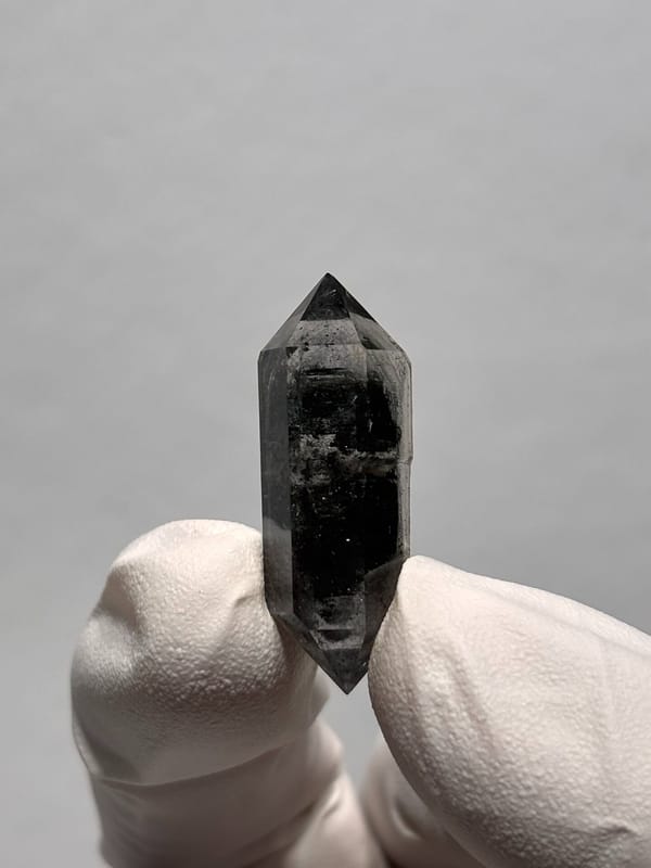Black double-terminated quartz with clear rim from Yunnan, China, second angle